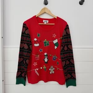 Women’s Ugly Christmas Holiday Sweater Red Size M
